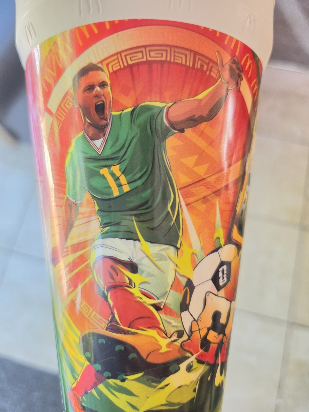 McDonald's Multicolor Soccer Player Graphic Travel Cup - White Base - Picture 2 of 2